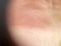 Chubby mature woman spied in poll cabin