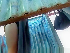 Girl dresses up in the locker room