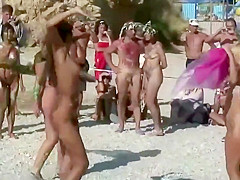 Nudists having a playful amazon day