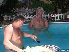 Two Old Geezers Share Teens Pussy