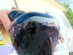 Blond Girl 4) Wearing A Black Lingerie In Av - Point Of View