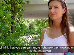 Pulled skinny european agrees to fuck outdoor