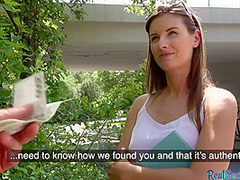 Pulled skinny european agrees to fuck outdoor