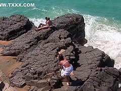 Asian Bitch Pounded In Both Holes On The Beach