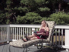 Aria Amore - Skinny Blonde With Shaved Pussy Solo Outdoors