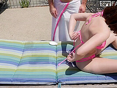Aria Sky - Step-brother Finds His Younger Step-sister Tanning Naked & Humps Her