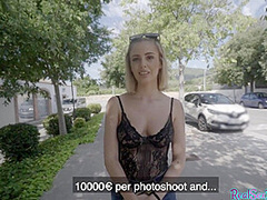 Pulled european amateur nailed outdoor after being tricked