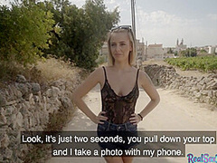 Pulled european amateur nailed outdoor after being tricked