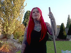 Public sex with busty goth neighbour