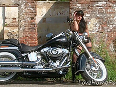 Fluffy Biker Girl Enjoys Showing Her Body Off