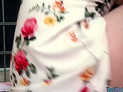 Pulled redhead doggystyled outdoor after riding cock