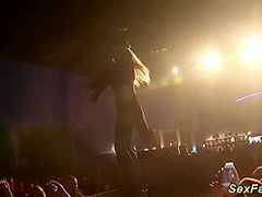 Busty Blonde On Stage