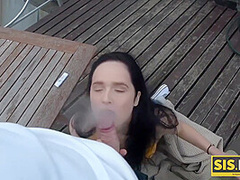 Brunette Practices Hookup With Stepbrother In All Poses And Places In The House
