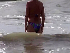 Mature Wife Excited Hairy Mother On Beach Masturbates