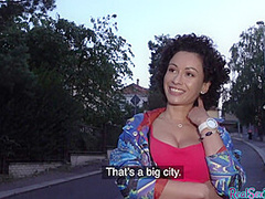 Good looking european brunette amateur gets fucked for cash