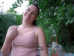 Public sex by british cock for this brunette euro babe