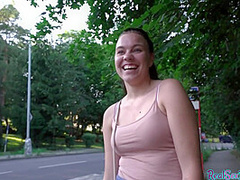Public sex by british cock for this brunette euro babe