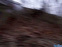 Finish blonde babe gets picked up in public has outdoor sex