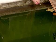 Nataly Gold - Curvy And Busty Bbw With Big Naturals Joanna Touching Pussy Outdoors By The Pool