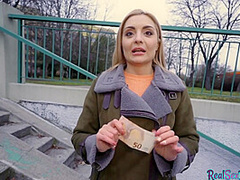 Blonde euro babe with natural tits gets fuck in public