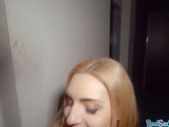 Blonde euro babe with natural tits gets fuck in public