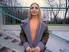 Blonde euro babe with natural tits gets fuck in public