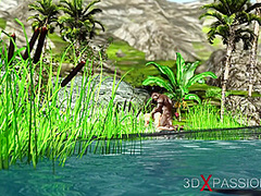 Outdoor hot sex! Big black cock fucks hard a sexy blonde in the island