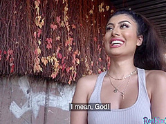 Curvy brunette beauthy gets picked up in public and fucked