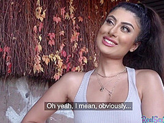 Curvy brunette beauthy gets picked up in public and fucked