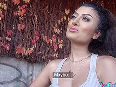 Curvy brunette beauthy gets picked up in public and fucked