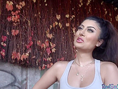 Curvy brunette beauthy gets picked up in public and fucked