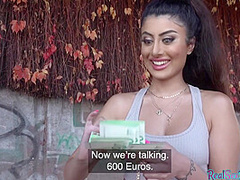 Curvy brunette beauthy gets picked up in public and fucked