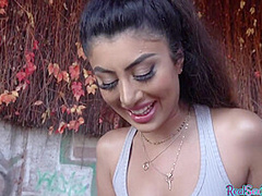 Curvy brunette beauthy gets picked up in public and fucked