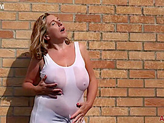 Mature Camilla Outside Shower Hardcore
