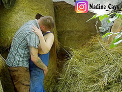 Farmer Girl With A Hairy Pussy Is Fucked In The Hay - Outdoor Couple Sex