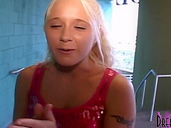 Slutty Blonde Blows Camera Guy In A Public Parking Garage