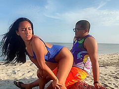 My Step-sister Takes My Virginity On The Beach. She Has A Very Delicious And Tight Pussy