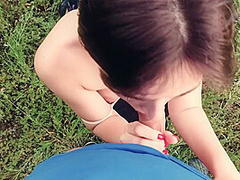 Cute Girl Gives In The Forest And Swallows Sperm