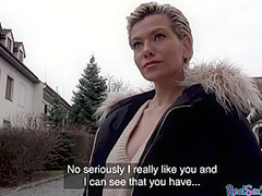 Hot blonde milf with nice tits gets picked up and fucked