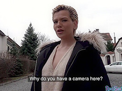 Hot blonde milf with nice tits gets picked up and fucked