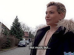 Hot blonde milf with nice tits gets picked up and fucked