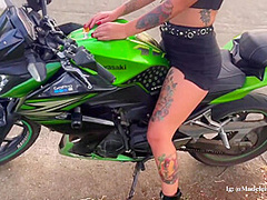 I Learn To Drive A Motorcycle While My Teacher Controls My Lush Until I Cum