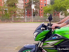 I Learn To Drive A Motorcycle While My Teacher Controls My Lush Until I Cum