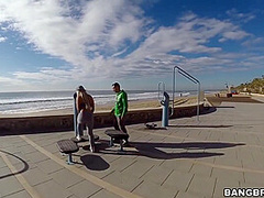 Public Outdoor Sex On The Beach With Big Butt Blonde