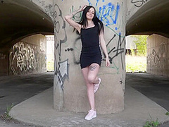 Nasty Sydney Masturbates Under The Bridge