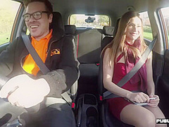 Student driver publicly blows instructor during kinky lesson