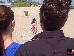 Public euro walks and crawls outdoors in front of strangers