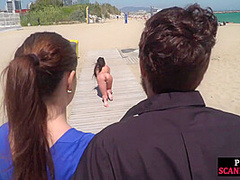 Public euro walks and crawls outdoors in front of strangers