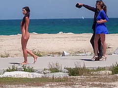 Public euro walks and crawls outdoors in front of strangers