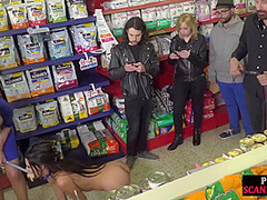 Humiliated sub dominated with petplay with voyeurs watching